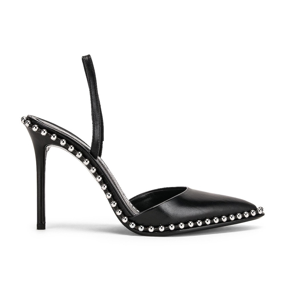 Alexander Wang Rina Black Studded Pointed-Toe Slingback Heels